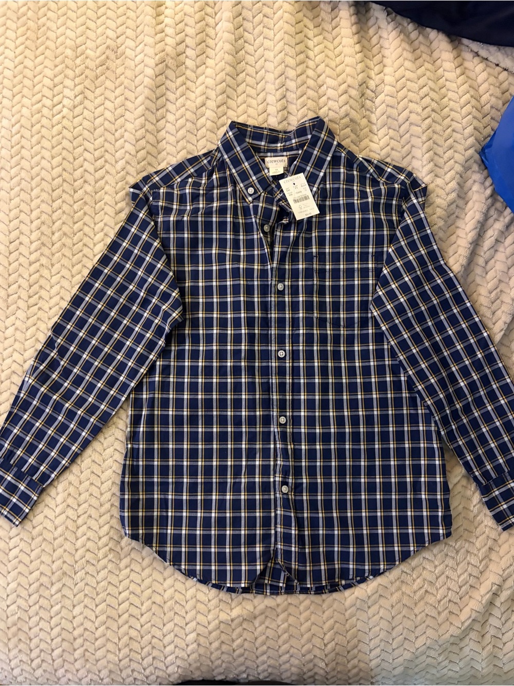 Crewcuts Navy and White Plaid Button-Down Shirt